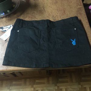 Playboy Exposed Black Mini Skirt Bunny Logo XS